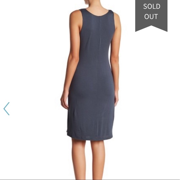 Dusty Teal Side Twist Midi Dress - Picture 3 of 5